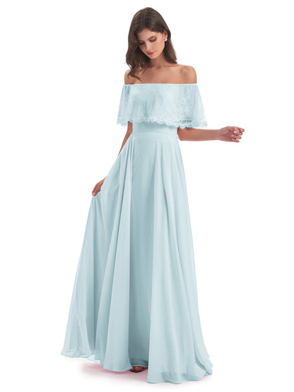 Hannah Floor Length Off The Shoulder Lace Bridesmaid Dresses
