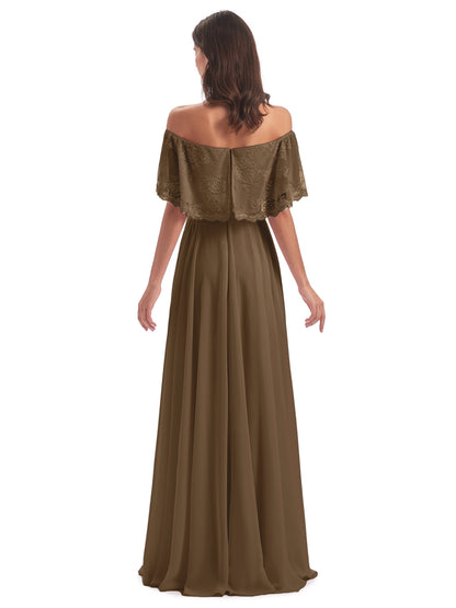 Hannah Floor Length Off The Shoulder Lace Bridesmaid Dresses