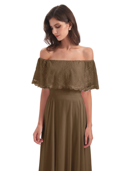 Hannah Floor Length Off The Shoulder Lace Bridesmaid Dresses