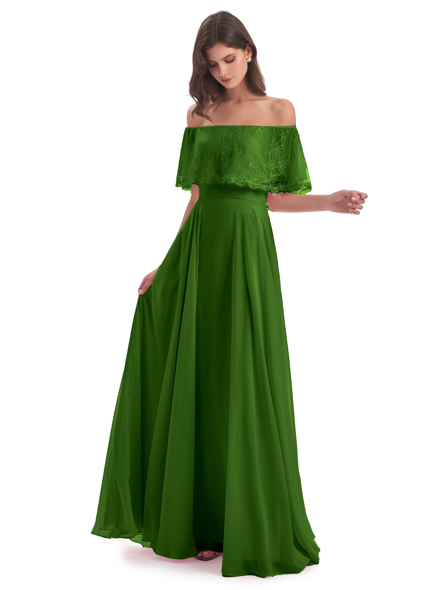 Hannah Floor Length Off The Shoulder Lace Bridesmaid Dresses