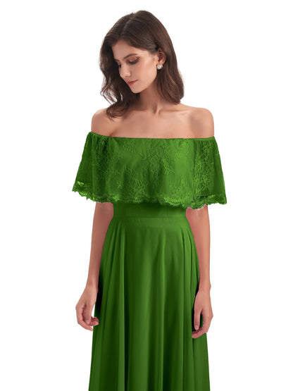 Hannah Floor Length Off The Shoulder Lace Bridesmaid Dresses