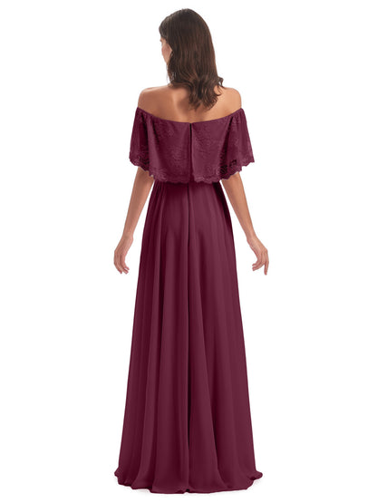 Hannah Floor Length Off The Shoulder Lace Bridesmaid Dresses