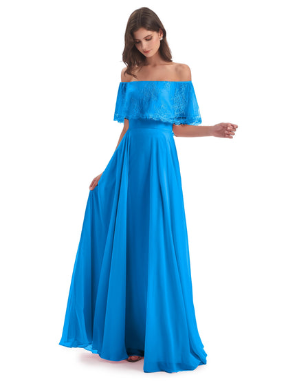 Hannah Floor Length Off The Shoulder Lace Bridesmaid Dresses