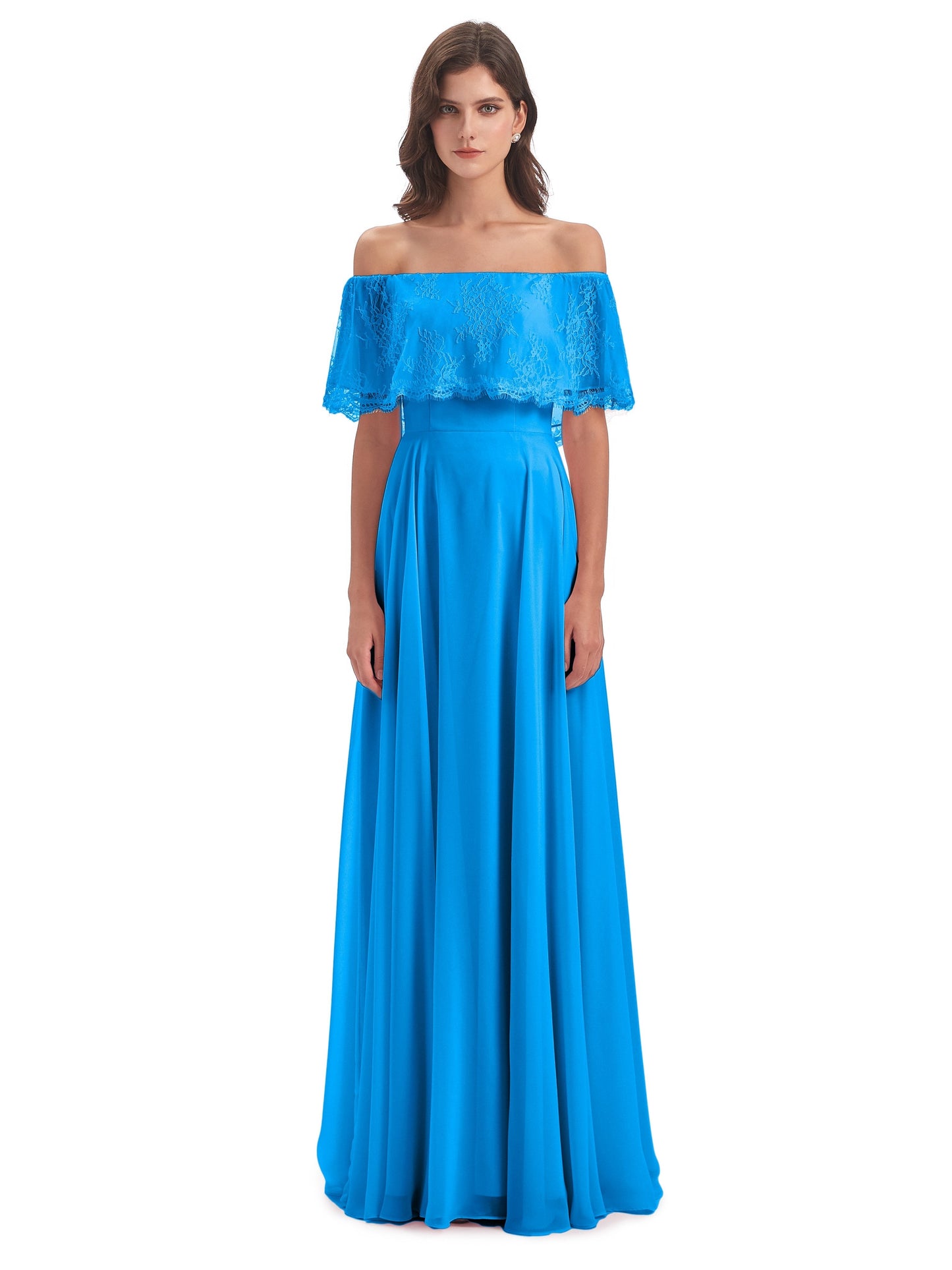 Hannah Floor Length Off The Shoulder Lace Bridesmaid Dresses