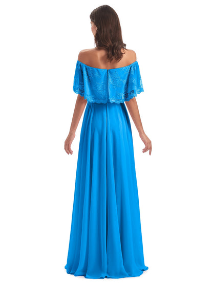 Hannah Floor Length Off The Shoulder Lace Bridesmaid Dresses