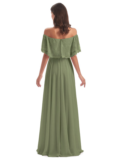 Hannah Floor Length Off The Shoulder Lace Bridesmaid Dresses