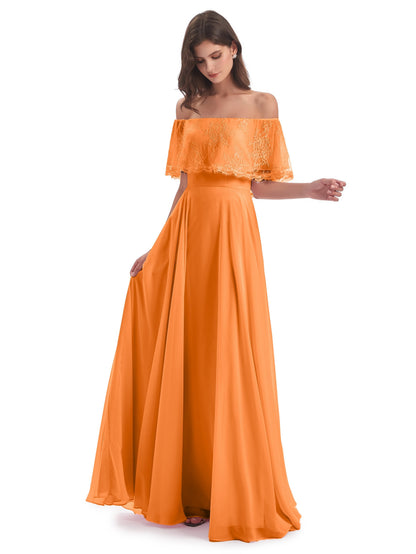 Hannah Floor Length Off The Shoulder Lace Bridesmaid Dresses