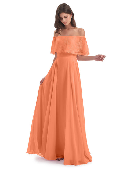 Hannah Floor Length Off The Shoulder Lace Bridesmaid Dresses