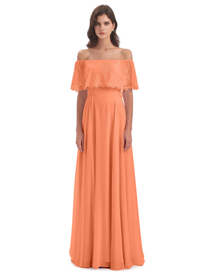 Hannah Floor Length Off The Shoulder Lace Bridesmaid Dresses