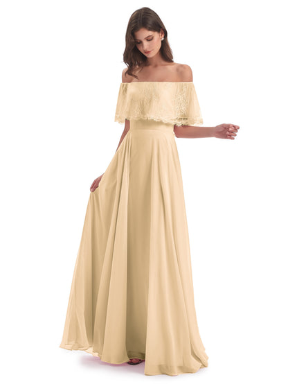 Hannah Floor Length Off The Shoulder Lace Bridesmaid Dresses