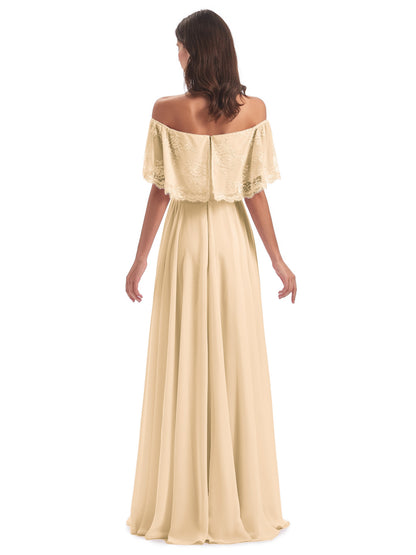 Hannah Floor Length Off The Shoulder Lace Bridesmaid Dresses