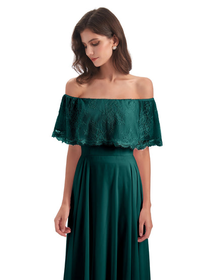 Hannah Floor Length Off The Shoulder Lace Bridesmaid Dresses