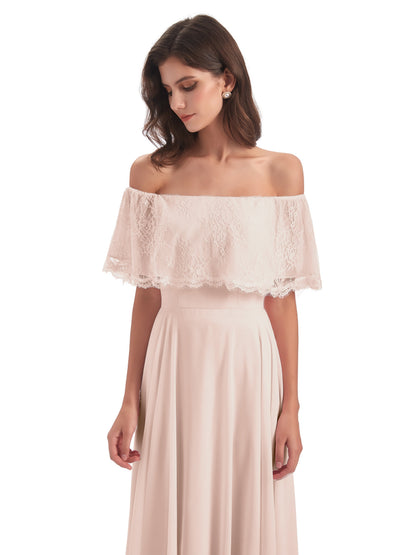 Hannah Floor Length Off The Shoulder Lace Bridesmaid Dresses