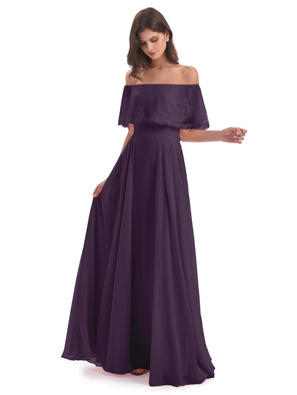Hannah Floor Length Off The Shoulder Lace Bridesmaid Dresses