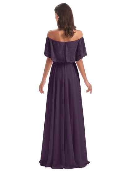 Hannah Floor Length Off The Shoulder Lace Bridesmaid Dresses