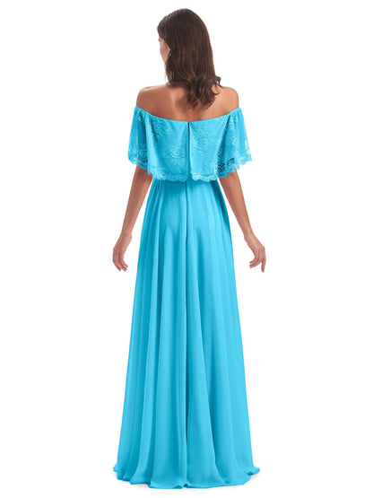 Hannah Floor Length Off The Shoulder Lace Bridesmaid Dresses