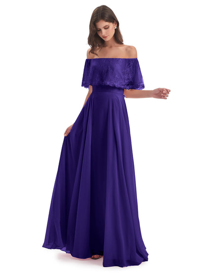 Hannah Floor Length Off The Shoulder Lace Bridesmaid Dresses