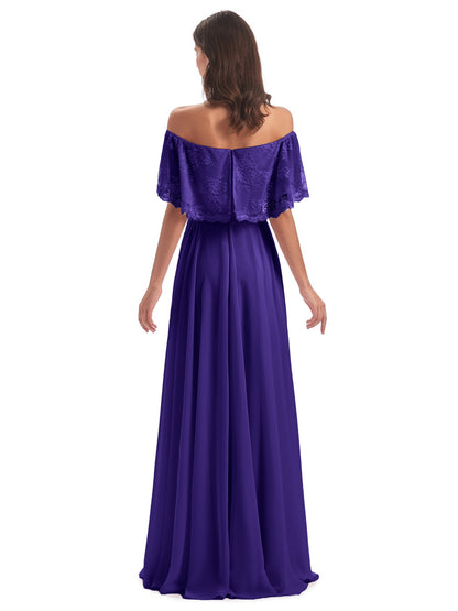 Hannah Floor Length Off The Shoulder Lace Bridesmaid Dresses