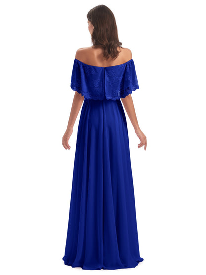 Hannah Floor Length Off The Shoulder Lace Bridesmaid Dresses