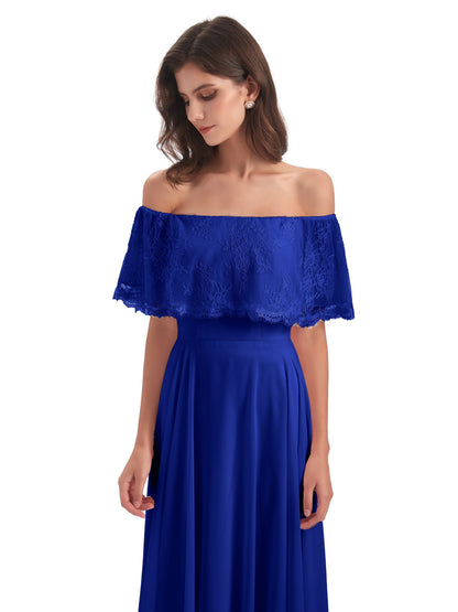 Hannah Floor Length Off The Shoulder Lace Bridesmaid Dresses