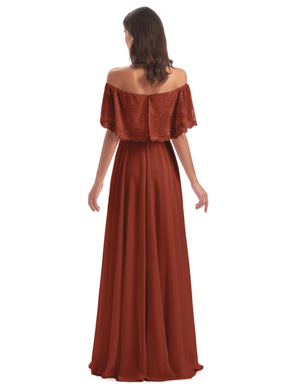 Hannah Floor Length Off The Shoulder Lace Bridesmaid Dresses