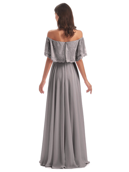 Hannah Floor Length Off The Shoulder Lace Bridesmaid Dresses