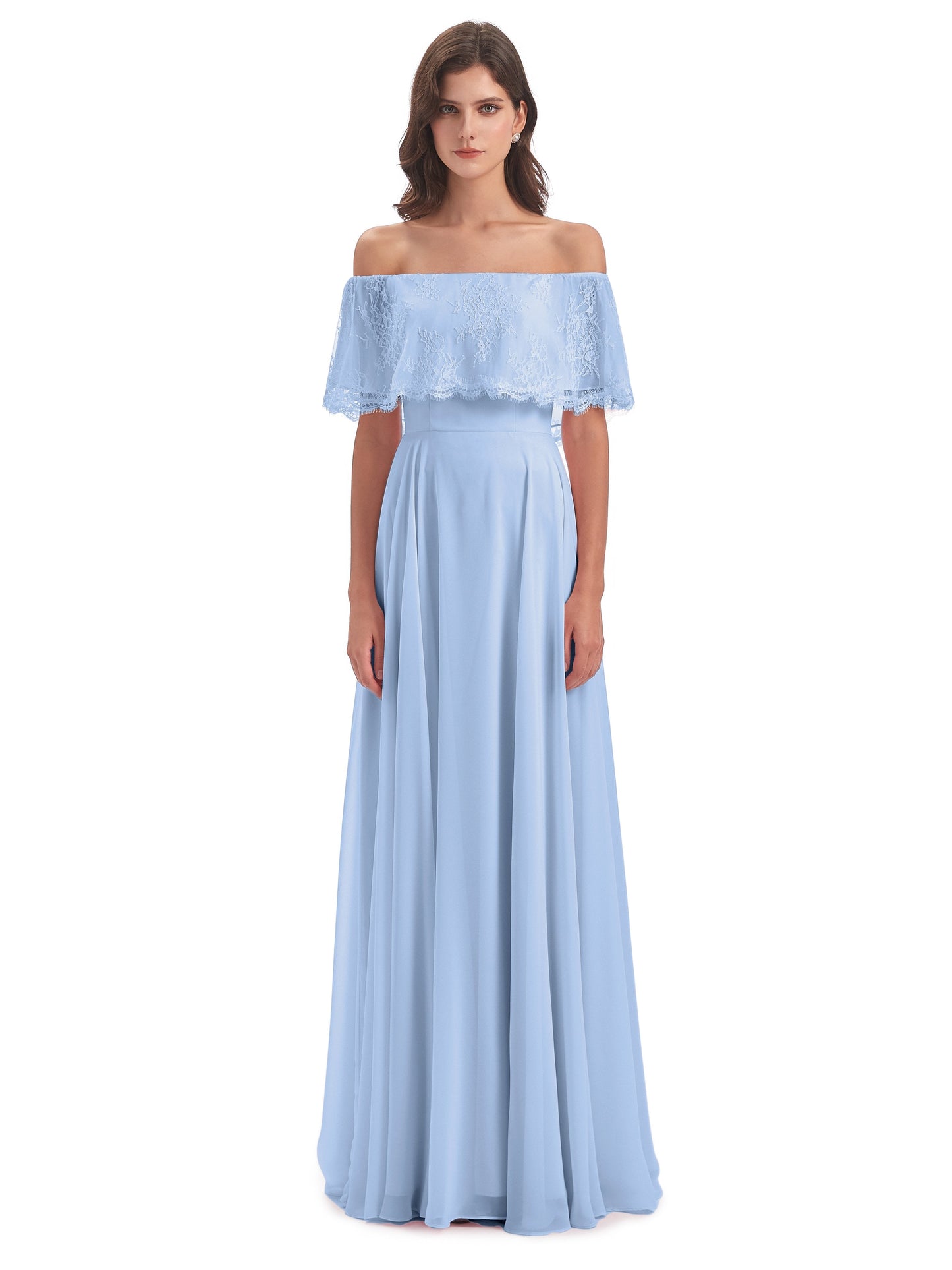 Hannah Floor Length Off The Shoulder Lace Bridesmaid Dresses