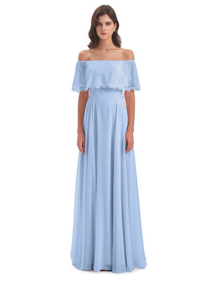 Hannah Floor Length Off The Shoulder Lace Bridesmaid Dresses