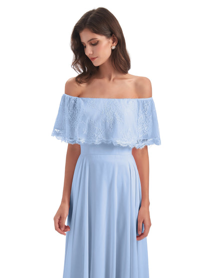 Hannah Floor Length Off The Shoulder Lace Bridesmaid Dresses