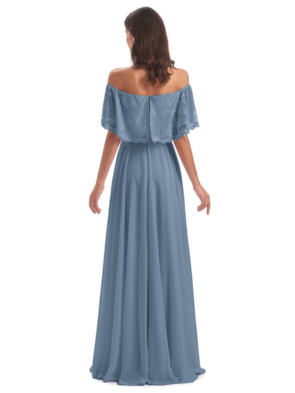 Hannah Floor Length Off The Shoulder Lace Bridesmaid Dresses