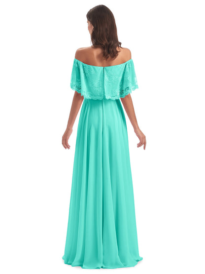 Hannah Floor Length Off The Shoulder Lace Bridesmaid Dresses