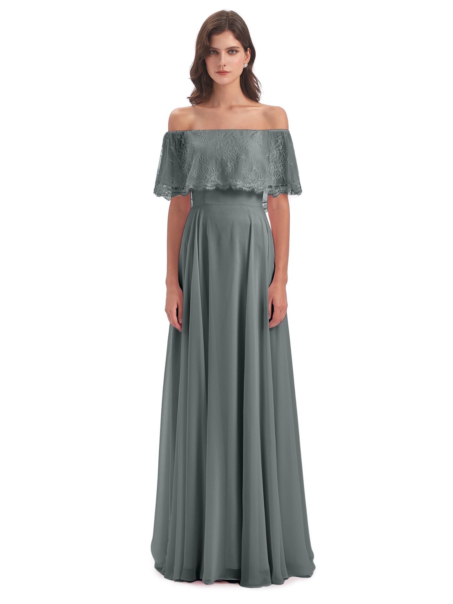 Hannah Floor Length Off The Shoulder Lace Bridesmaid Dresses