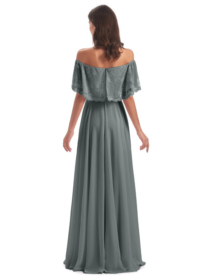 Hannah Floor Length Off The Shoulder Lace Bridesmaid Dresses