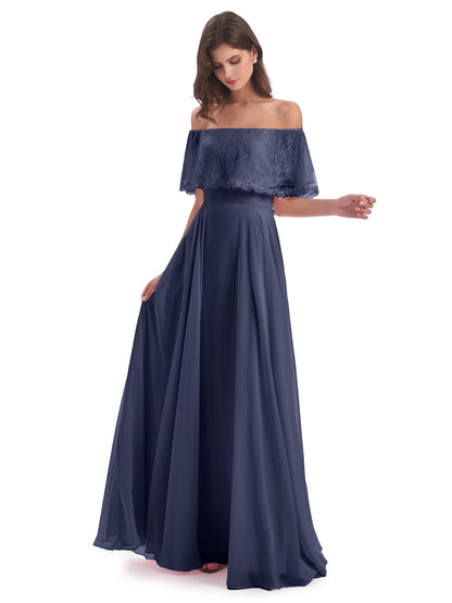 Hannah Floor Length Off The Shoulder Lace Bridesmaid Dresses