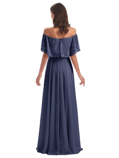Hannah Floor Length Off The Shoulder Lace Bridesmaid Dresses