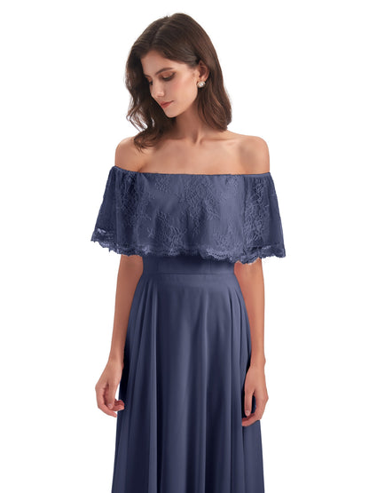 Hannah Floor Length Off The Shoulder Lace Bridesmaid Dresses