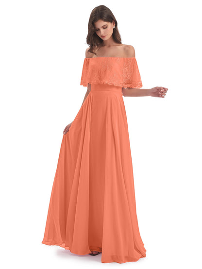 Hannah Floor Length Off The Shoulder Lace Bridesmaid Dresses