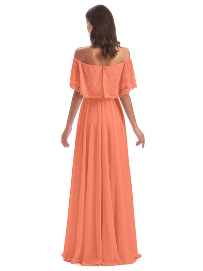 Hannah Floor Length Off The Shoulder Lace Bridesmaid Dresses