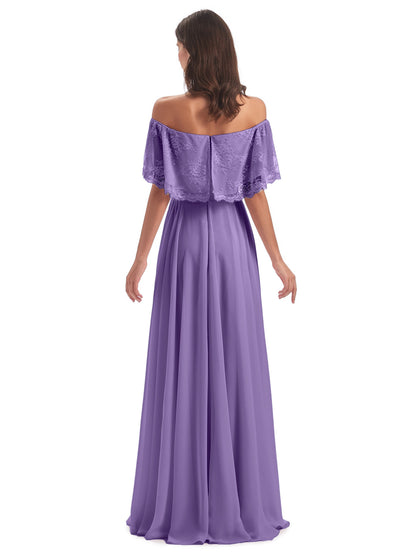 Hannah Floor Length Off The Shoulder Lace Bridesmaid Dresses