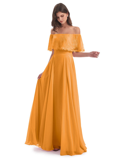 Hannah Floor Length Off The Shoulder Lace Bridesmaid Dresses