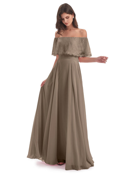 Hannah Floor Length Off The Shoulder Lace Bridesmaid Dresses