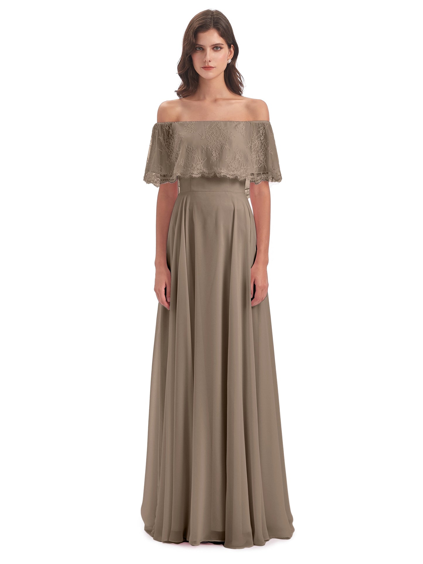 Hannah Floor Length Off The Shoulder Lace Bridesmaid Dresses