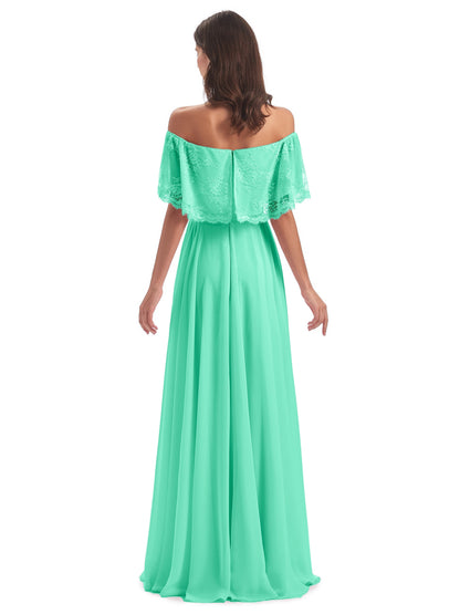 Hannah Floor Length Off The Shoulder Lace Bridesmaid Dresses