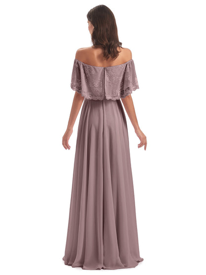 Hannah Floor Length Off The Shoulder Lace Bridesmaid Dresses