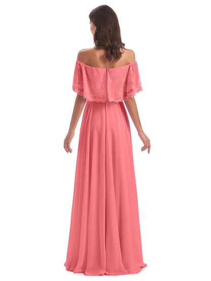 Hannah Floor Length Off The Shoulder Lace Bridesmaid Dresses