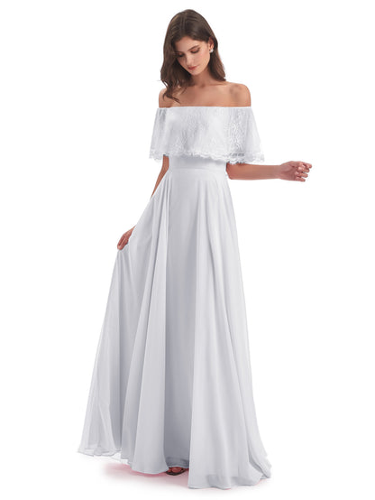 Hannah Floor Length Off The Shoulder Lace Bridesmaid Dresses