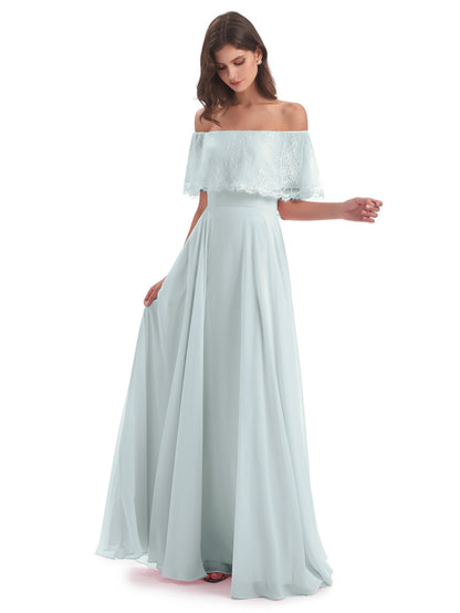 Hannah Floor Length Off The Shoulder Lace Bridesmaid Dresses