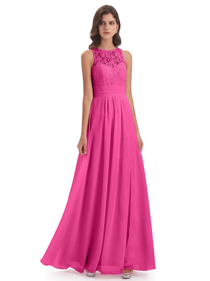 Holland Sheath Floor Length Keyhole Lace Bridesmaid Dresses
