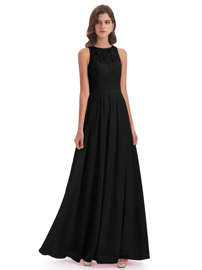 Holland Sheath Floor Length Keyhole Lace Bridesmaid Dresses