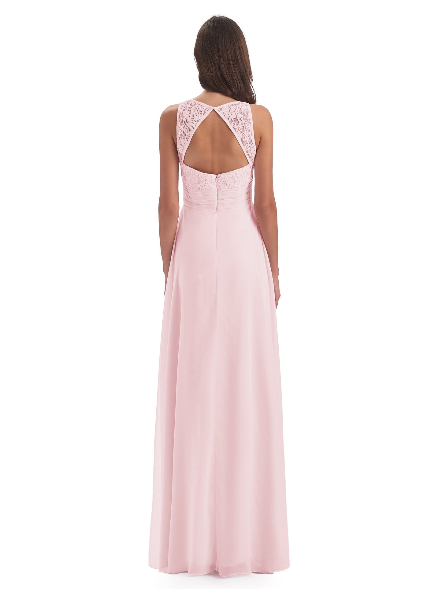 Holland Sheath Floor Length Keyhole Lace Bridesmaid Dresses
